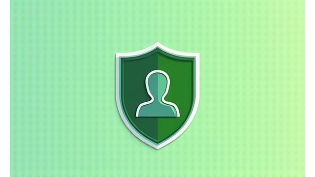 An illustration of a shield with a user icon, symbolizing digital rights and protection.